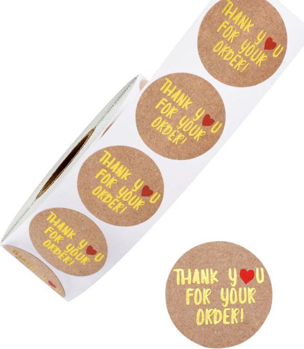 Thank You For Your Order stickers 500!! stuks! - Sluitstickers - Sluitzegel - Bedankt - Thanks - Small Business - Envelopsticker - Traktatie zakje - Cadeau - Cadeauzakje - Kado - Chique inpakken - Feest|